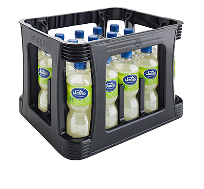 kiste-salvus-sport-pet-0,5-liter Darstellung einer Getränkekiste gefüllt mit Salvus Sport in 0,5 Liter PET Flaschen.