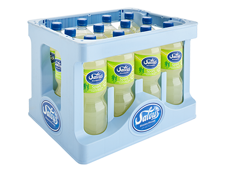 kiste-salvus-sport-pet-1,0-liter Darstellung der Salvus Individualkiste gefüllt mit Salvus Sport in 1,0 Liter PET Flaschen.