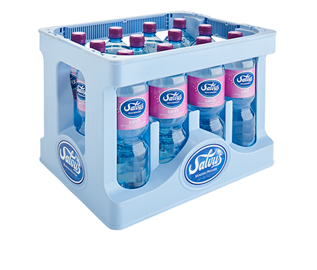 kiste-salvus-sanft-mineralwasser-pet-1,0-liter Darstellung einer Kiste von Salvus sanft in den 1,0L PET-Flaschen.
