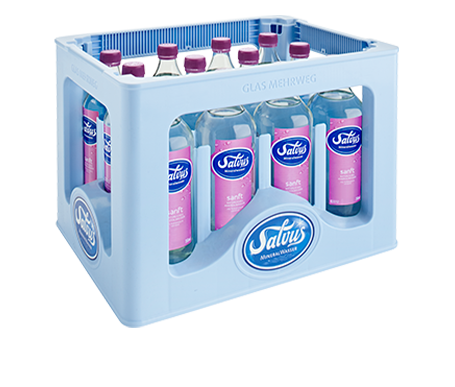 Salvus_Kiste_Sanft Darstellung einer Kiste von Salvus sanft in den 0,75L Flaschen.