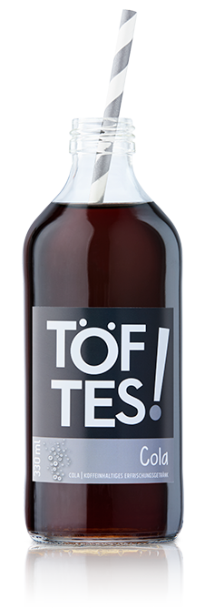 produktdarstellung-toeftes-cola-2 Produktabbildung Töftes Cola in der 0,33 Liter Glasflasche.